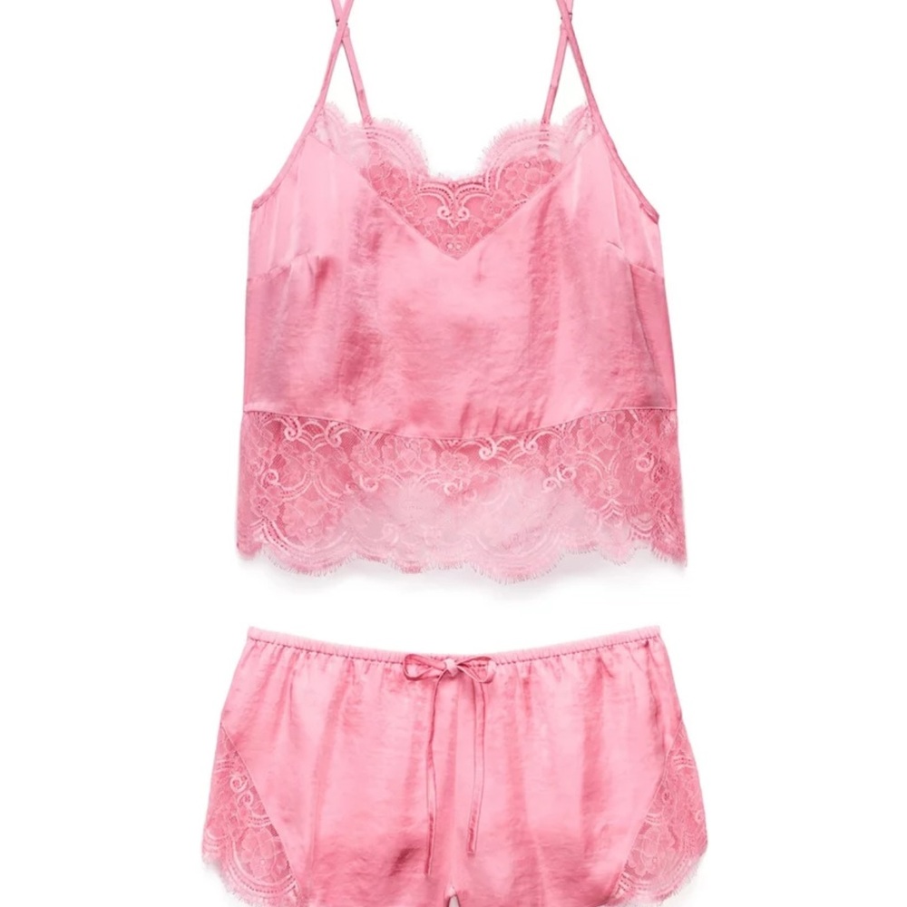 Adore Me Pink Lace Sleepwear Set